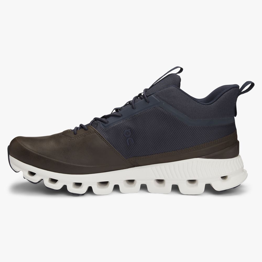 Men's On Running Cloud Hi Trainers Brown Navy | LCF4171VR