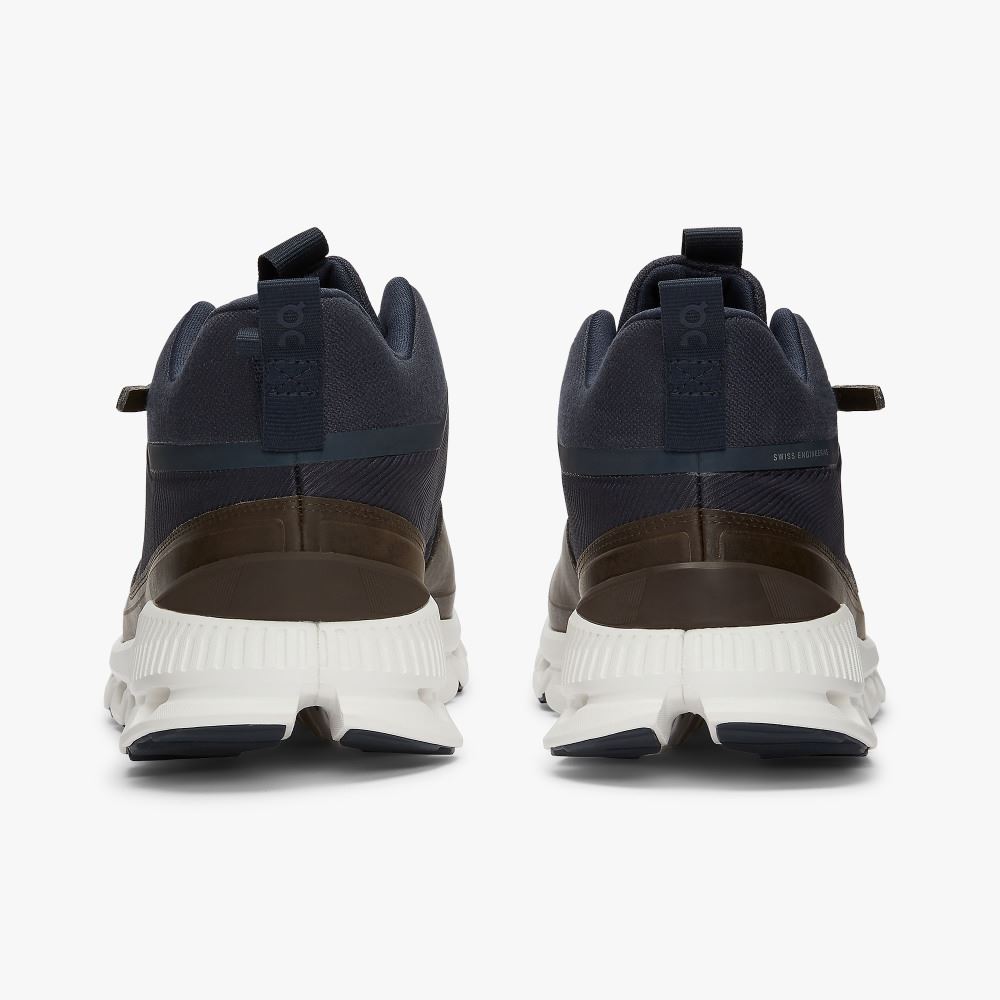 Men's On Running Cloud Hi Trainers Brown Navy | LCF4171VR