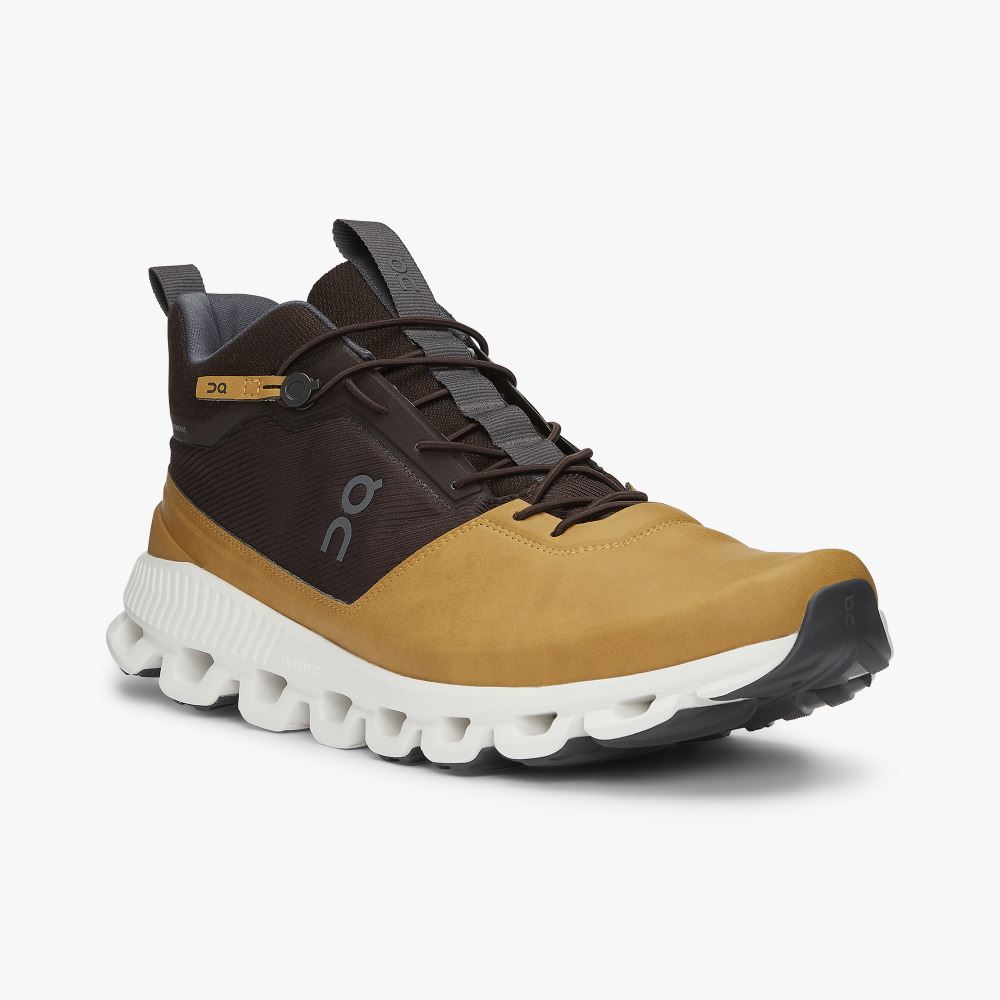 Men's On Running Cloud Hi Trainers Yellow Brown | SKS1783ZR