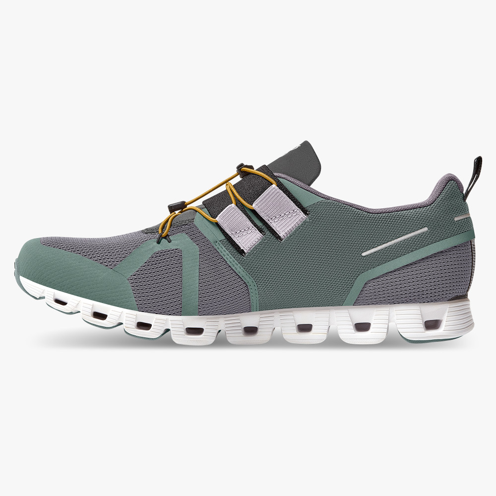 Men's On Running Cloud Trainers Grey Green | UAP6582PY