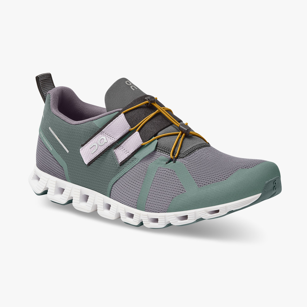 Men's On Running Cloud Trainers Grey Green | UAP6582PY