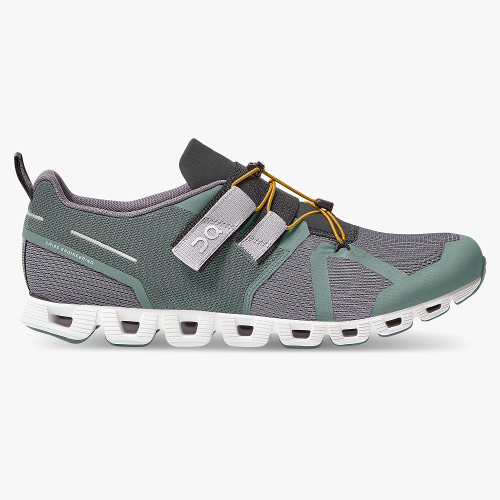 Men\'s On Running Cloud Trainers Grey Green | UAP6582PY