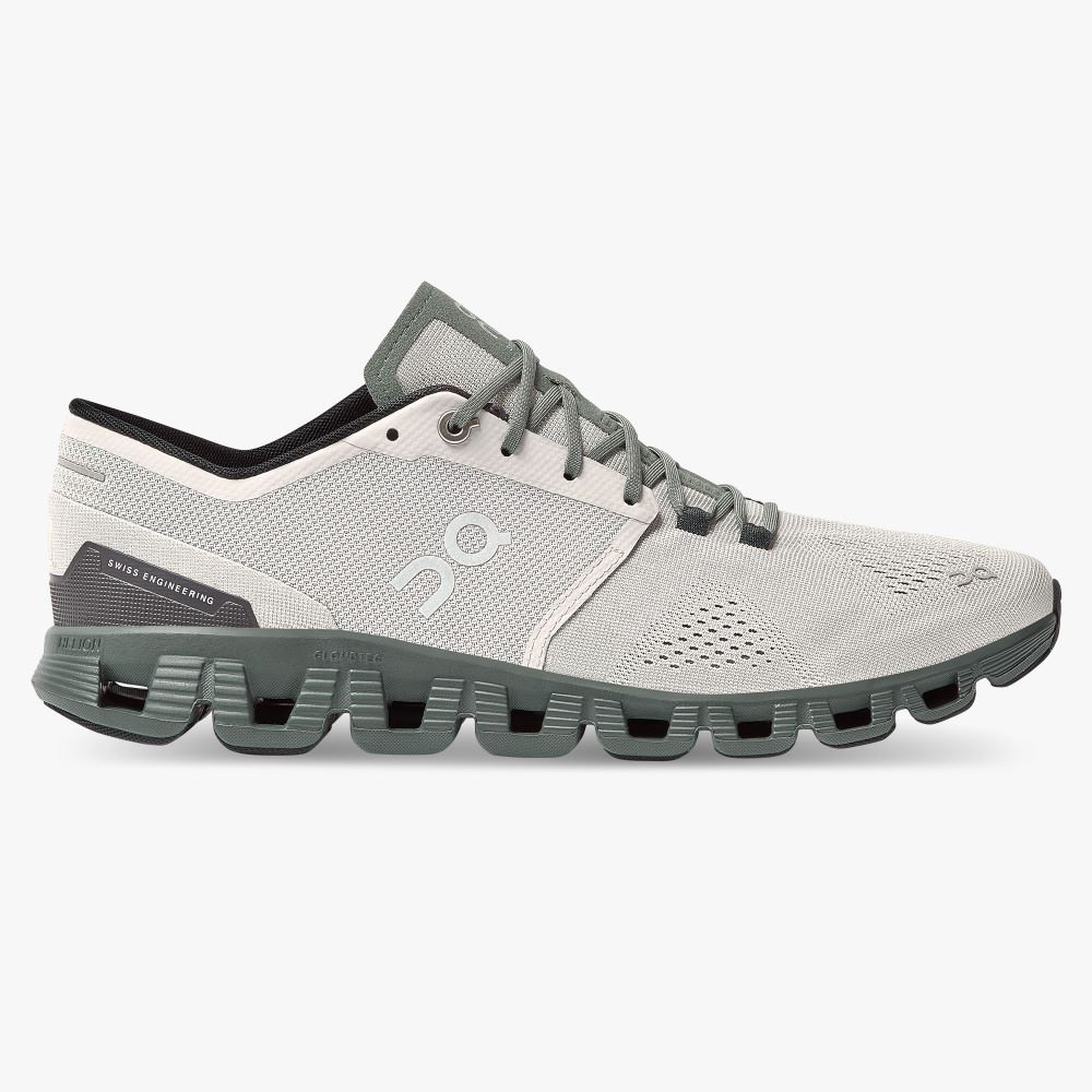 Men\'s On Running Cloud X Road Running Shoes Grey | UWZ2787BP