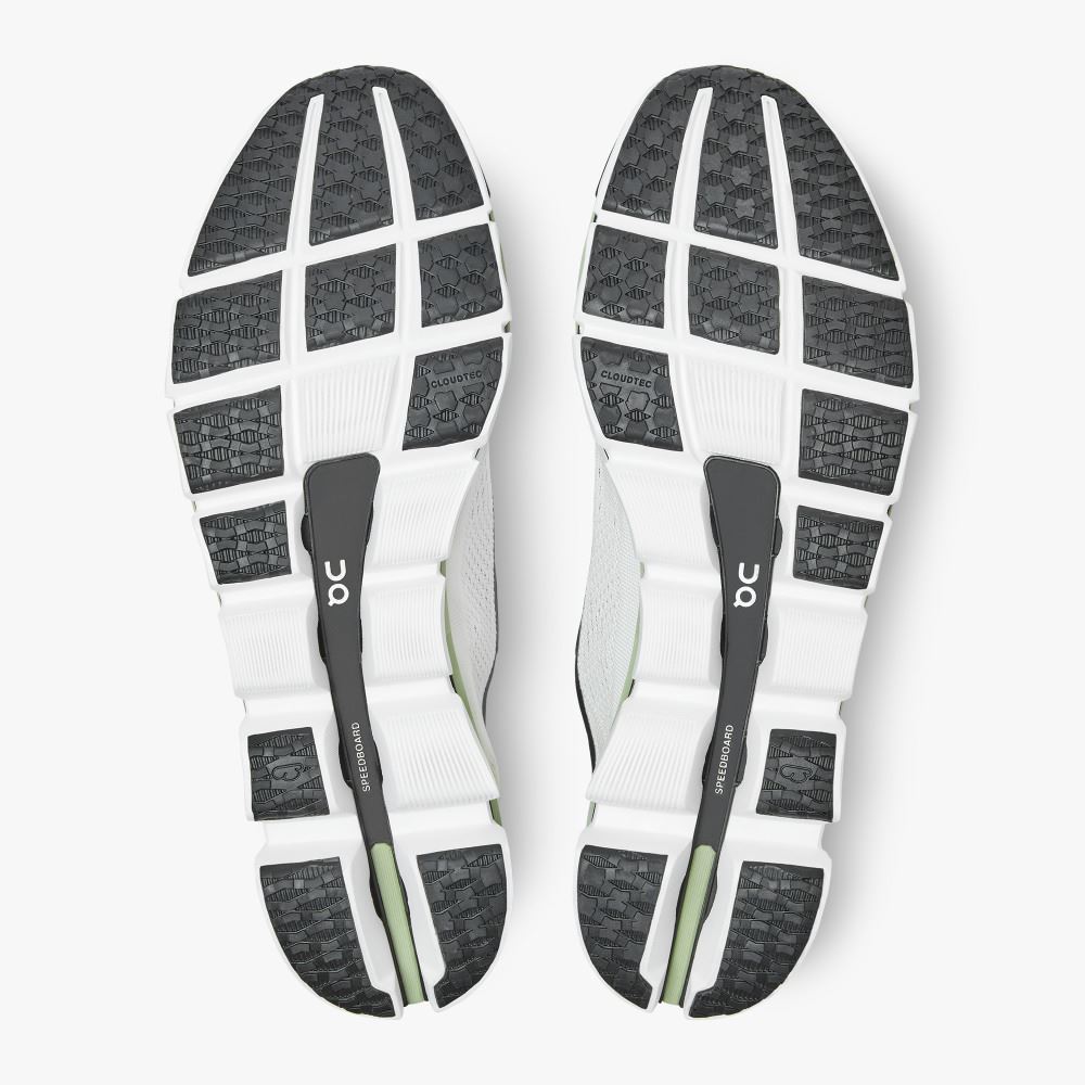 Men's On Running Cloudboom Road Running Shoes White Green | AWI7579TW