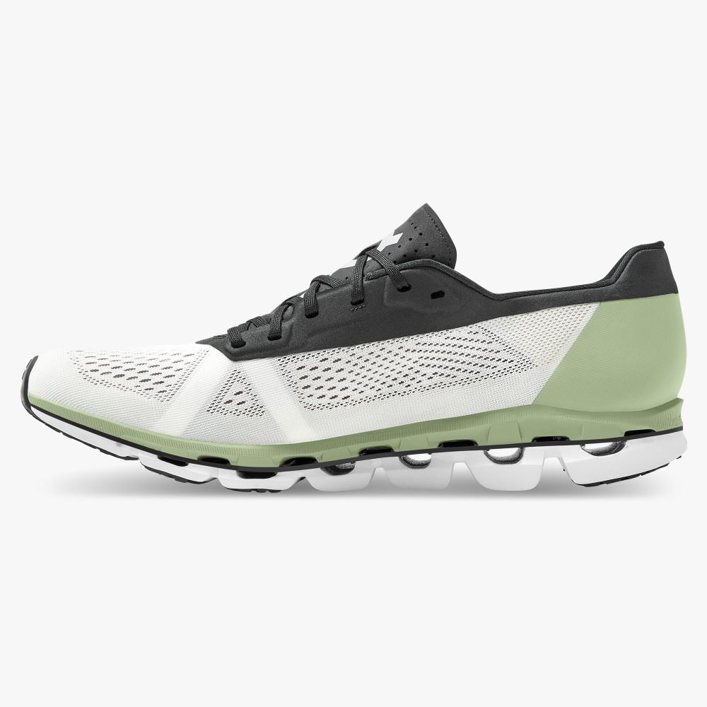 Men's On Running Cloudboom Road Running Shoes White Green | AWI7579TW