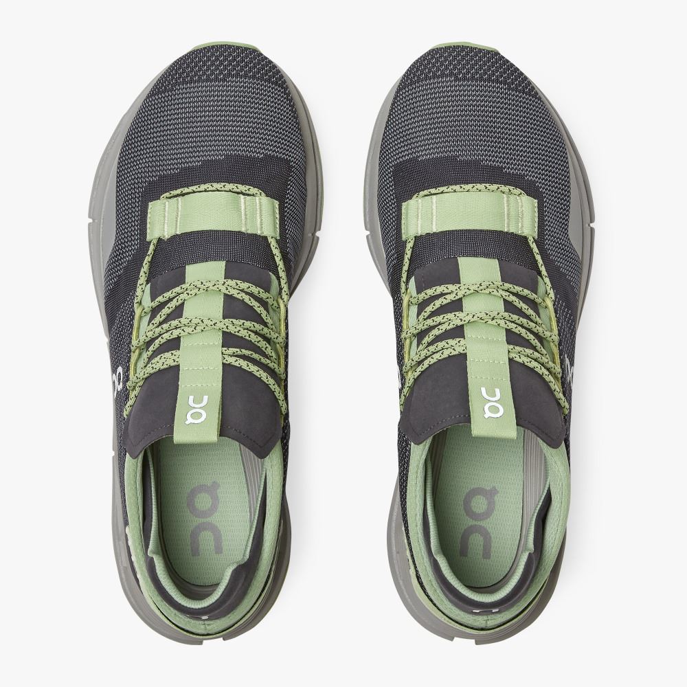 Men's On Running Cloudnova Trainers Black Green | EHH794IF