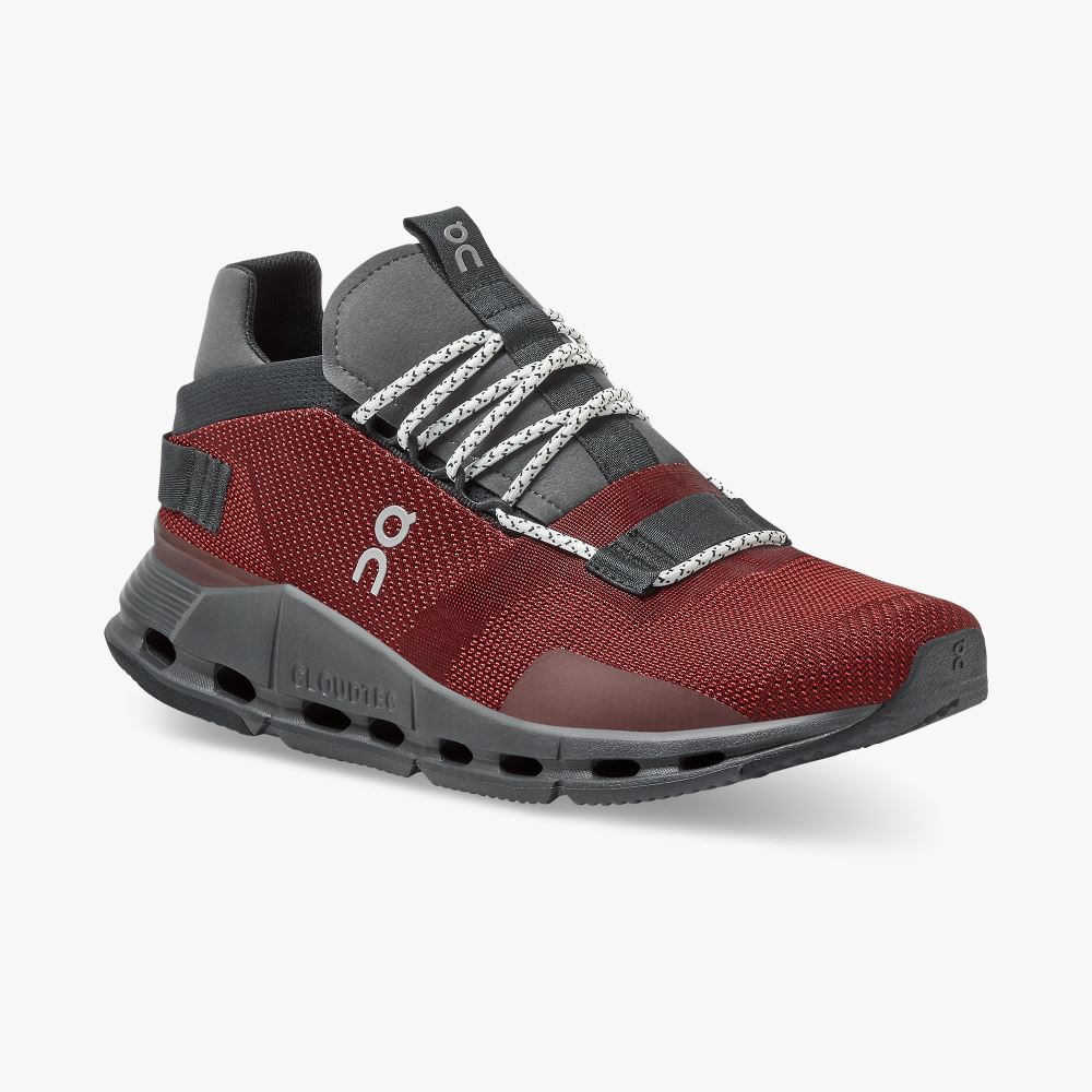 Men's On Running Cloudnova Trainers Burgundy | MXX914GN