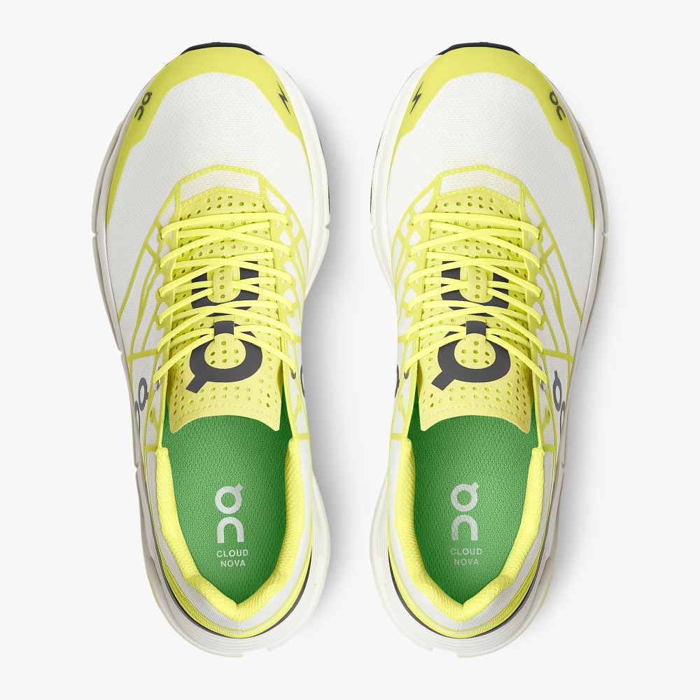 Men's On Running Cloudnova Trainers White Yellow | WPU3836CR