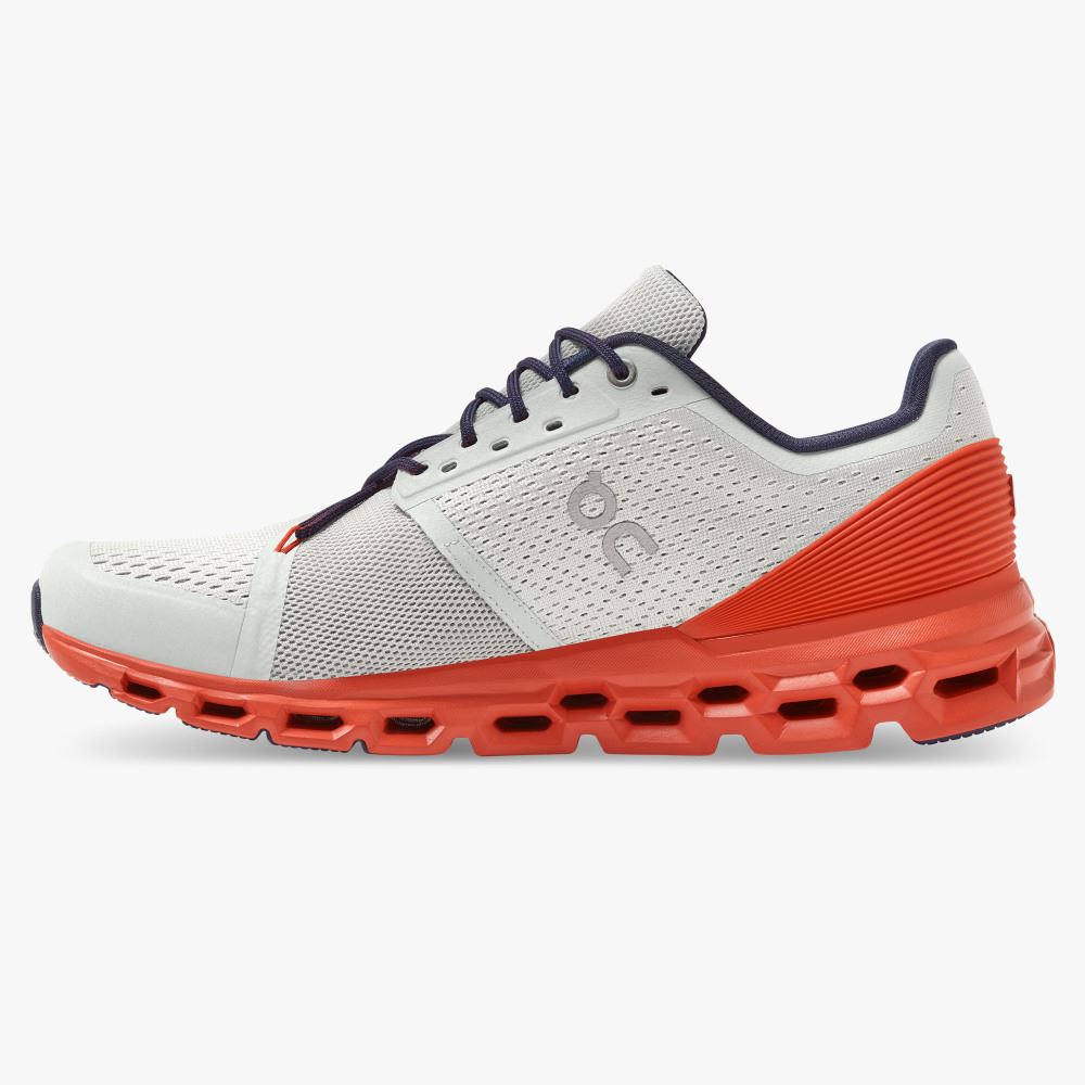 Men's On Running Cloudstratus Road Running Shoes White Coral | DLQ7342RT