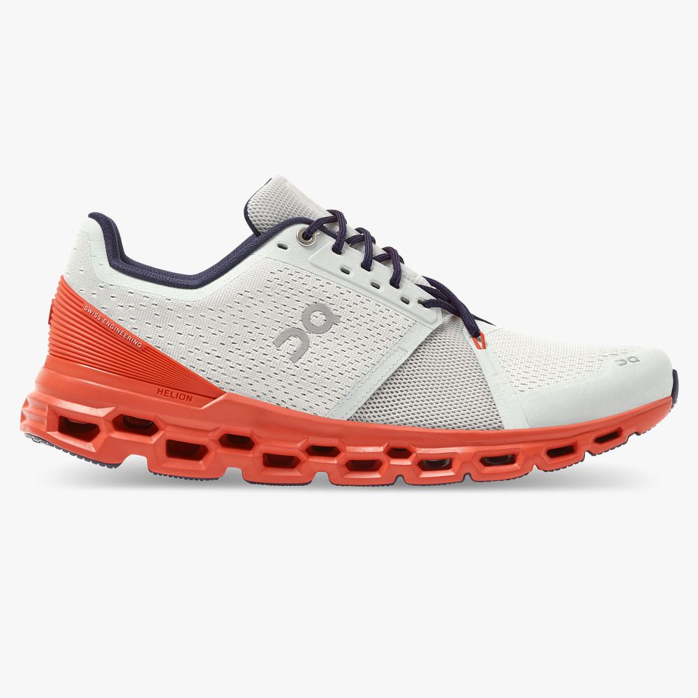 Men\'s On Running Cloudstratus Road Running Shoes White Coral | DLQ7342RT