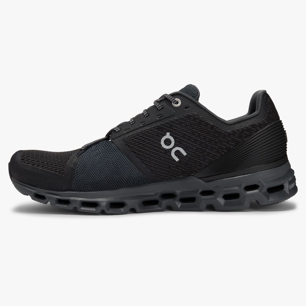 Men's On Running Cloudstratus Road Running Shoes Black | IMT566UA