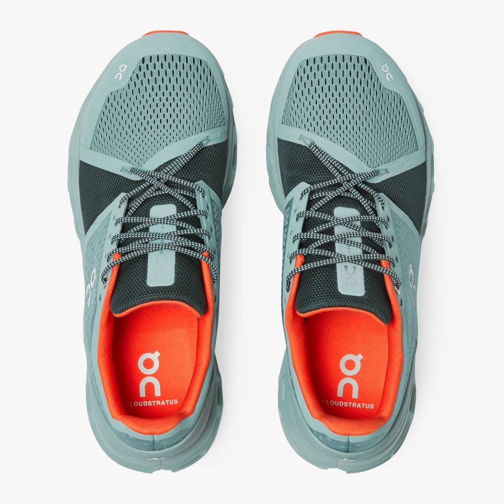 Men's On Running Cloudstratus Road Running Shoes Turquoise | ROK8521AK