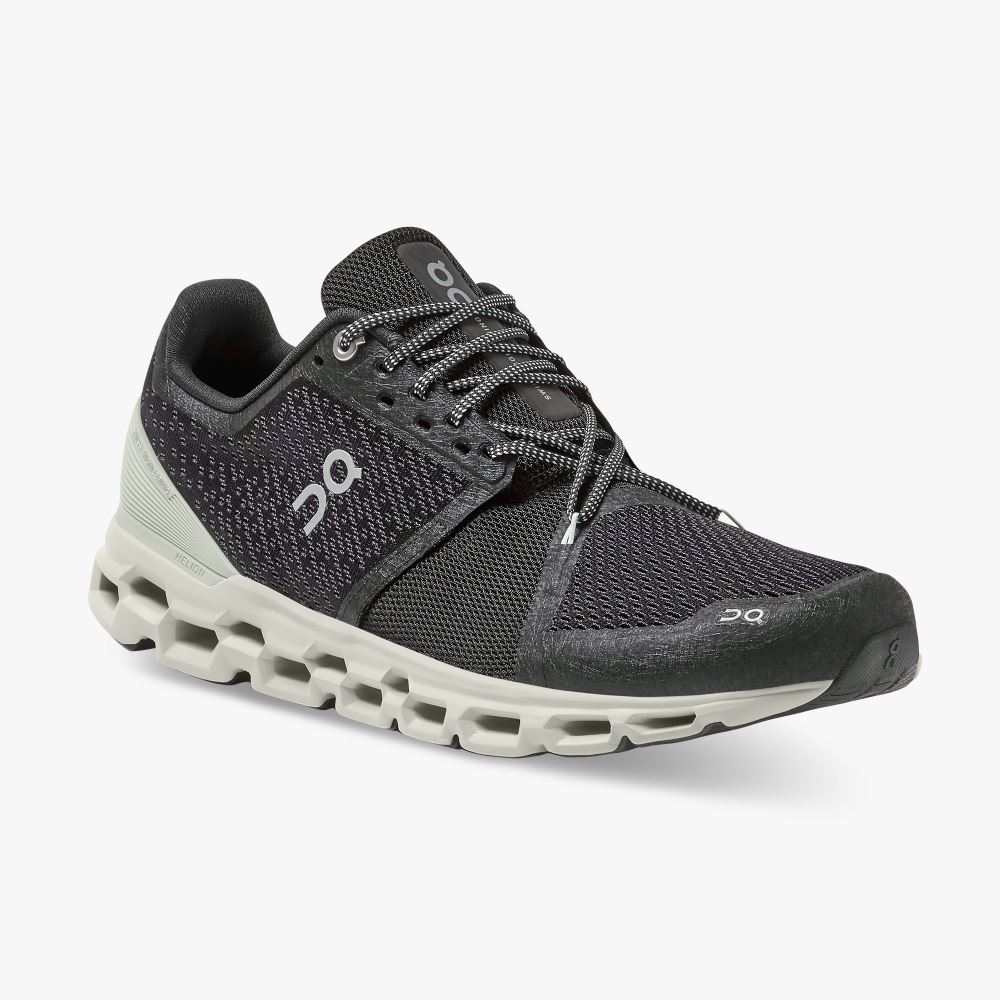 Men's On Running Cloudstratus Road Running Shoes Black | VLR2236AU