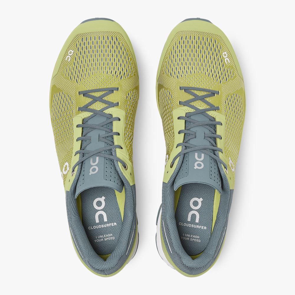 Men's On Running Cloudsurfer Road Running Shoes Green | BIR6839YL