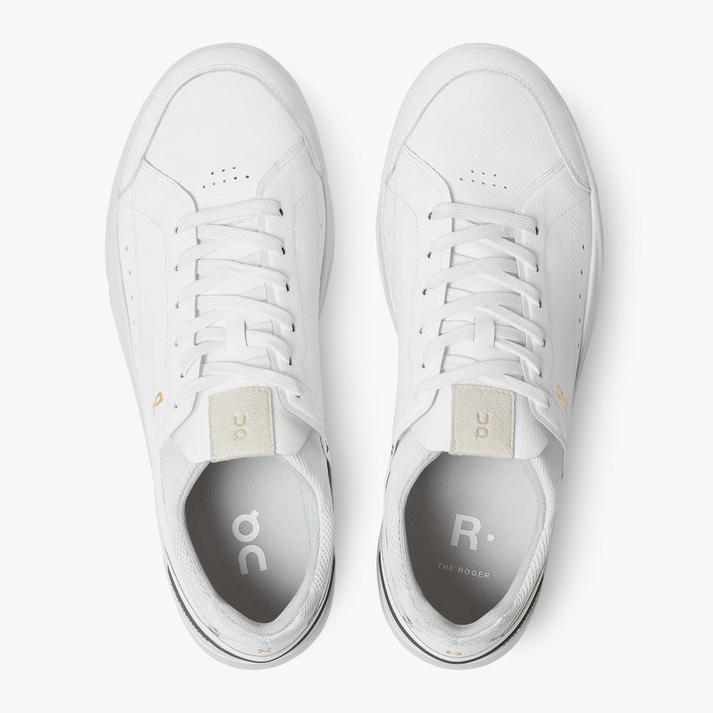 Men's On Running Roger Trainers White | DPO1631SA