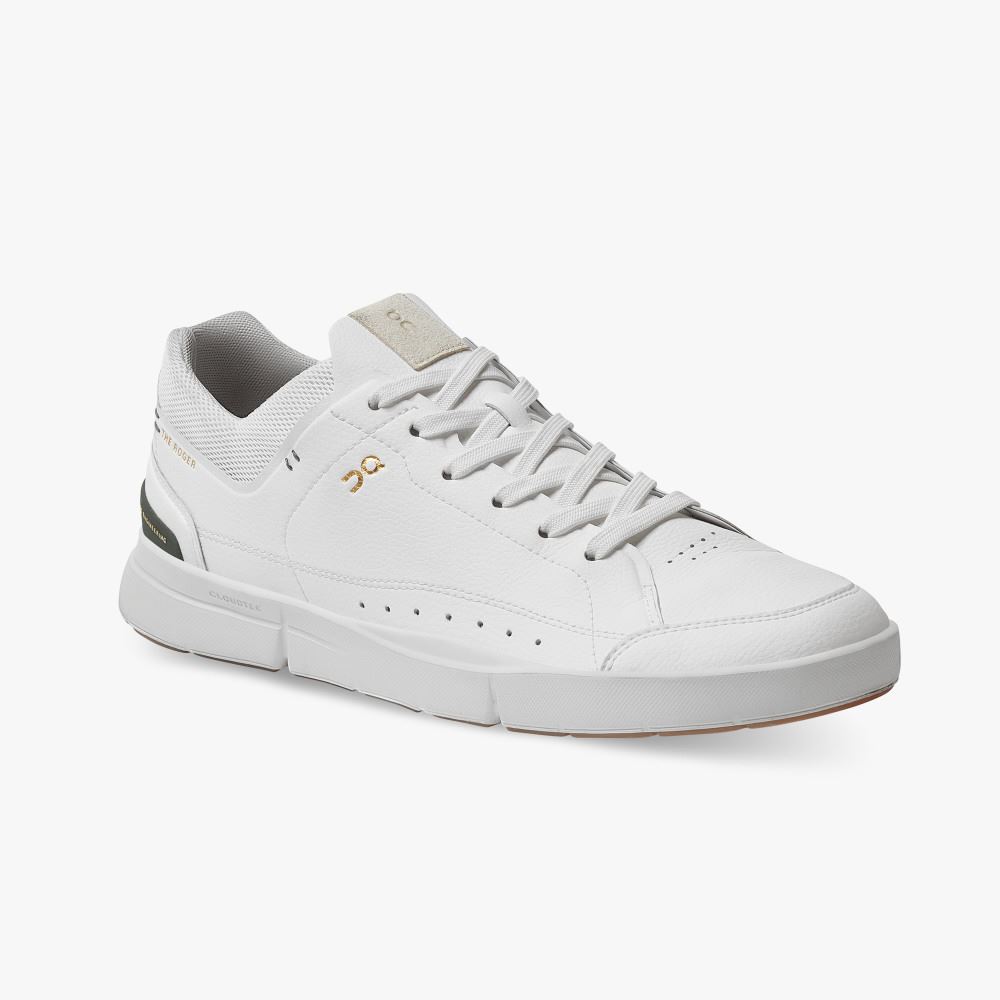 Men's On Running Roger Trainers White | DPO1631SA