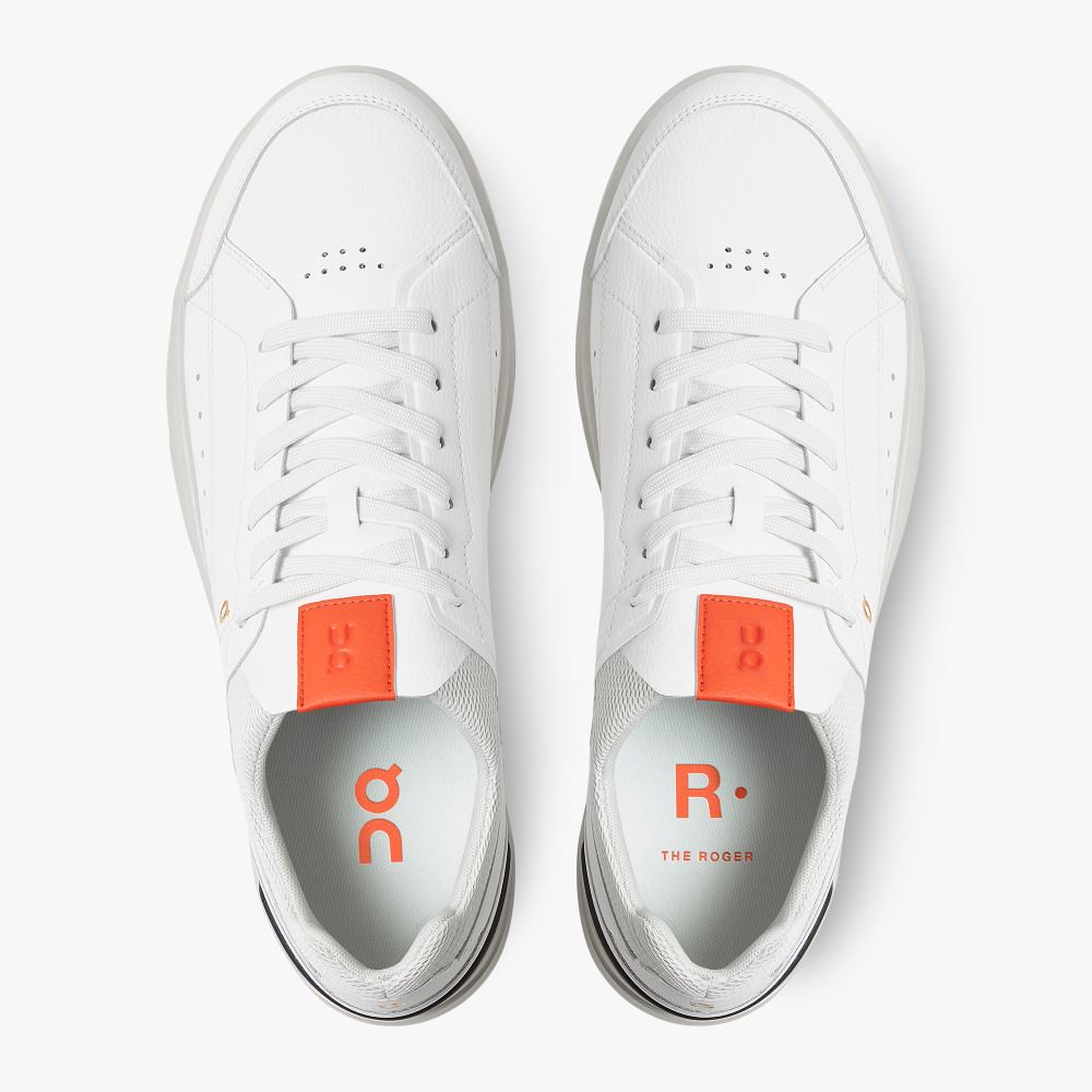 Men's On Running Roger Trainers White | OHS9260RQ