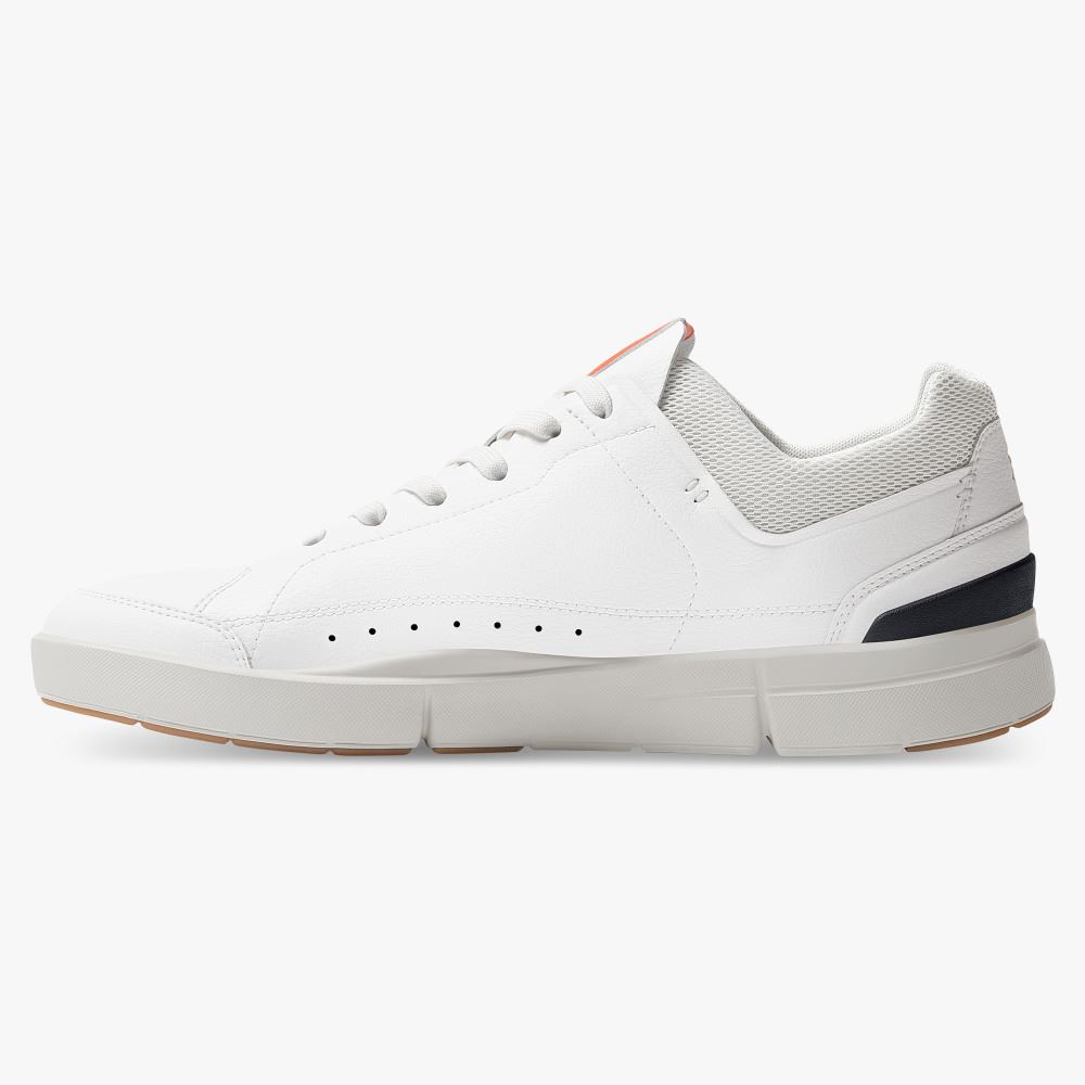 Men's On Running Roger Trainers White | OHS9260RQ