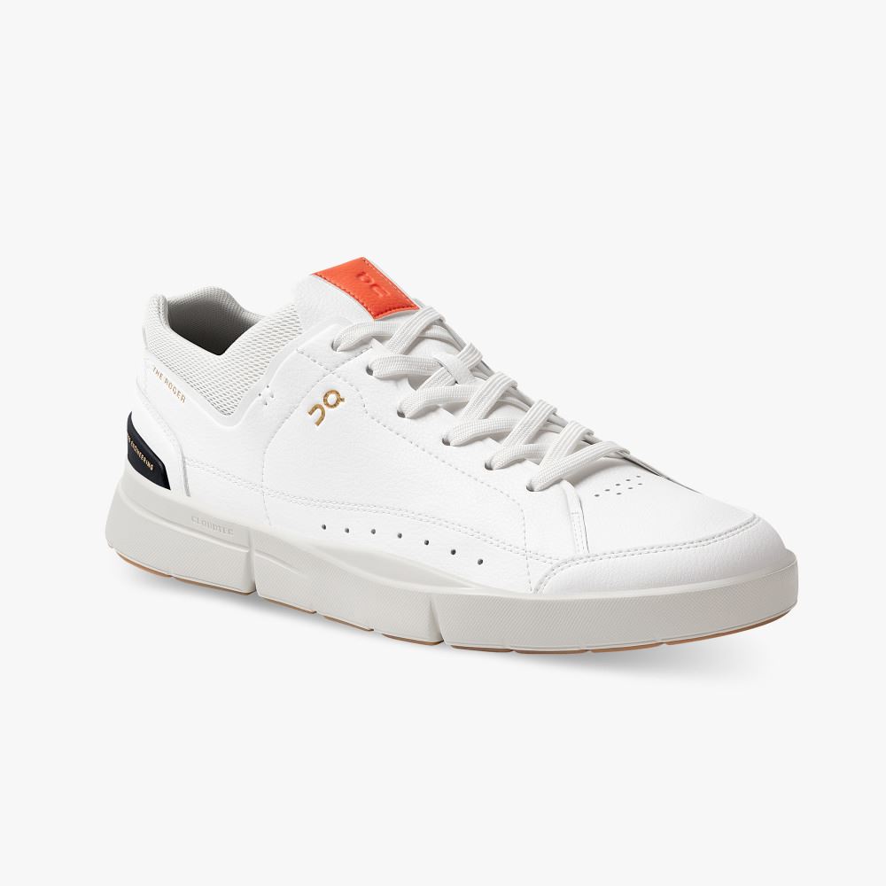 Men's On Running Roger Trainers White | OHS9260RQ