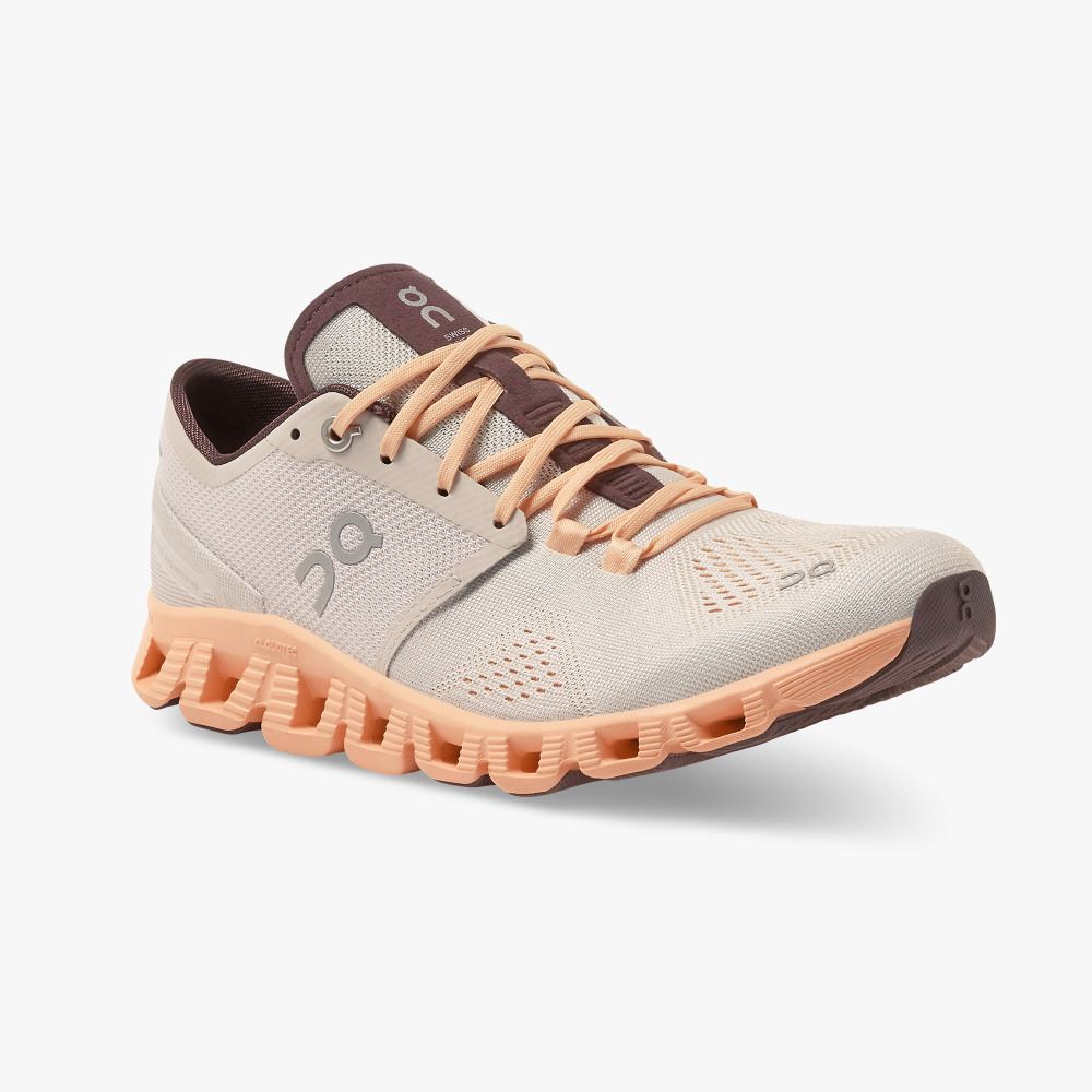 Women's On Running Cloud X Road Running Shoes Grey Apricot | OLM8620SD