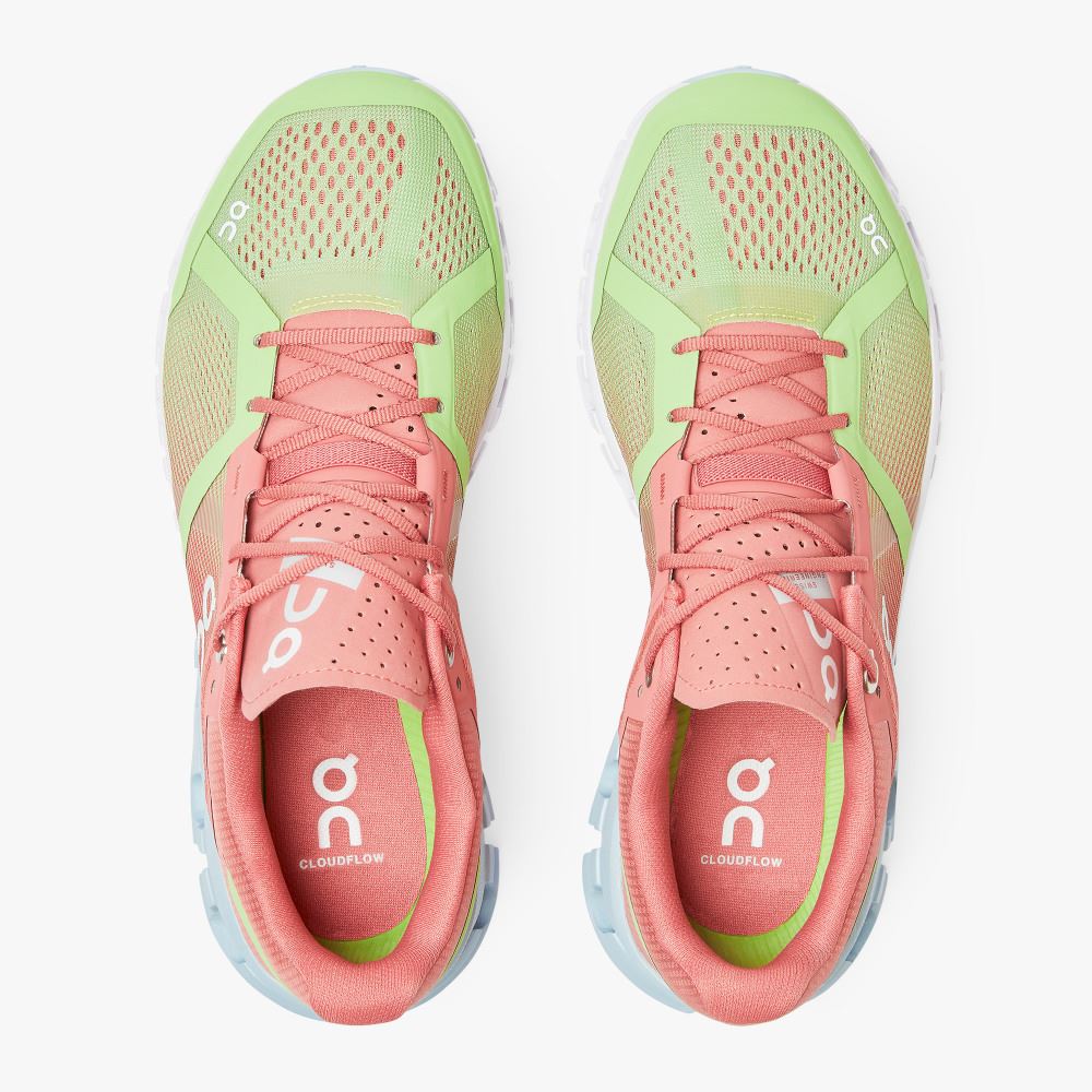 Women's On Running Cloudflow Road Running Shoes Rose Green | HSF8917DG