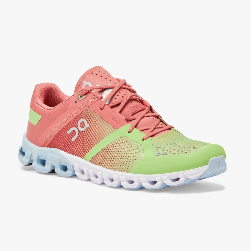 Women's On Running Cloudflow Road Running Shoes Rose Green | HSF8917DG