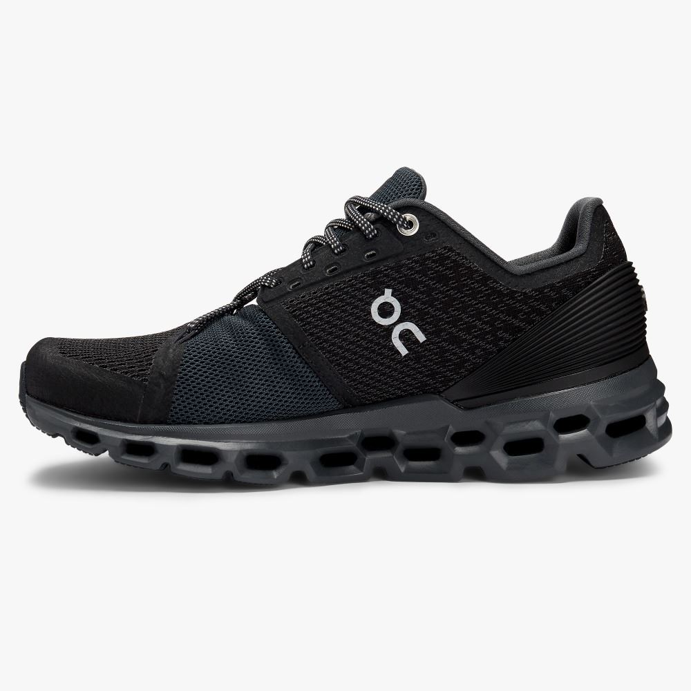 Women's On Running Cloudstratus Road Running Shoes Black | CUV3636OG