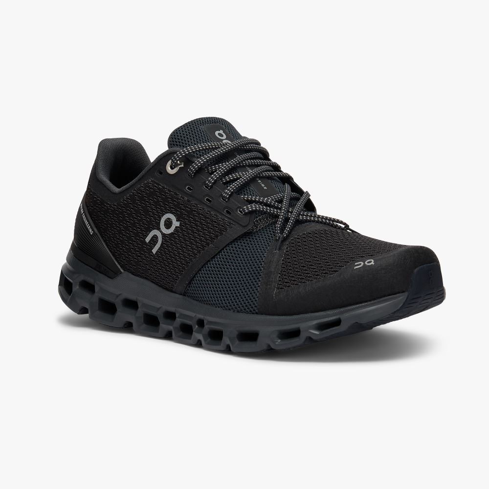 Women's On Running Cloudstratus Road Running Shoes Black | CUV3636OG