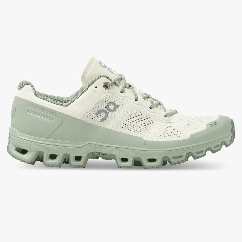 Women\'s On Running Cloudventure Trail Running Shoes White Green | DMS6165KA