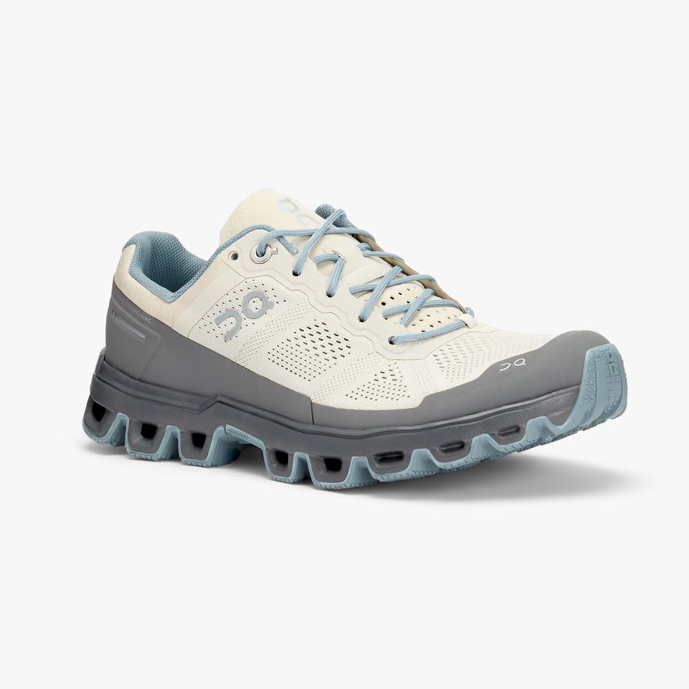 Women's On Running Cloudventure Trail Running Shoes White Grey | EDU5678GW