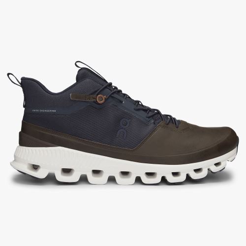 Men's On Running Cloud Hi Trainers Brown Navy | LCF4171VR