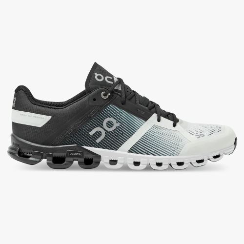 Men's On Running Cloudflow Road Running Shoes Black White | YGX9735GV