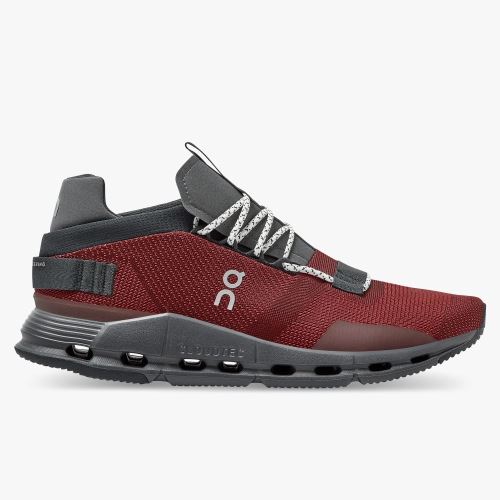 Men's On Running Cloudnova Trainers Burgundy | MXX914GN