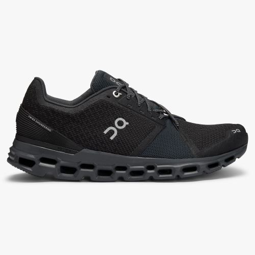 Men's On Running Cloudstratus Road Running Shoes Black | IMT566UA